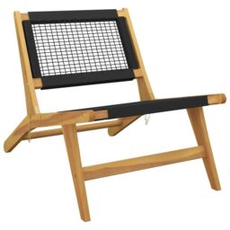 Berkfield Home Garden Chair with Footrest Solid Wood Teak & Polyester in Brown - thumbnail 6