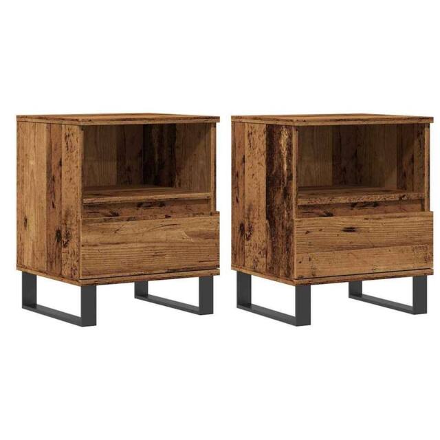 Berkfield Home Bedside Cabinets 2 pcs Old Wood 40x35x50 cm Engineered Wood in Brown - Size: 40 x 35 x 50 cm - image 1