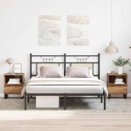Berkfield Home Bedside Cabinets 2 pcs Old Wood 40x35x50 cm Engineered Wood in Brown - Size: 40 x 35 x 50 cm - thumbnail 2
