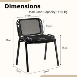 Costway Stackable Reception Guest Chairs Set of 5 Waiting Room Chairs in Black - thumbnail 8
