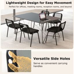 Costway Stackable Reception Guest Chairs Set of 5 Waiting Room Chairs in Black - thumbnail 6