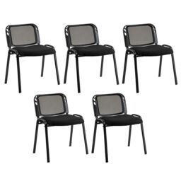 Costway Stackable Reception Guest Chairs Set of 5 Waiting Room Chairs in Black - thumbnail 2