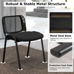 Costway Stackable Reception Guest Chairs Set of 5 Waiting Room Chairs in Black - thumbnail 5