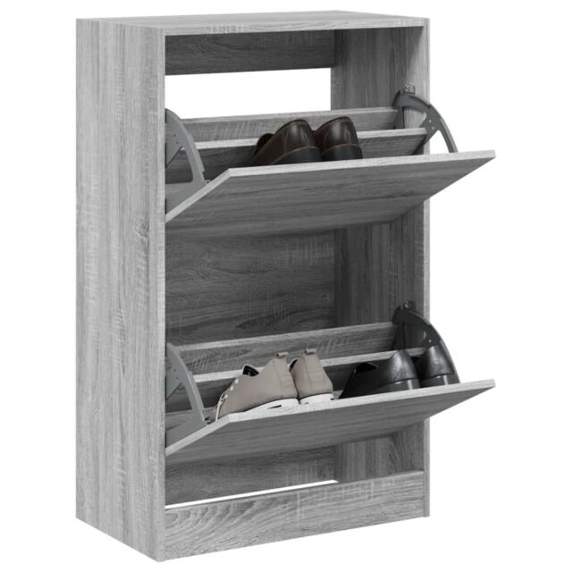 Berkfield Home Shoe Cabinet Grey Sonoma 60x34x96.5 cm Engineered Wood - image 1