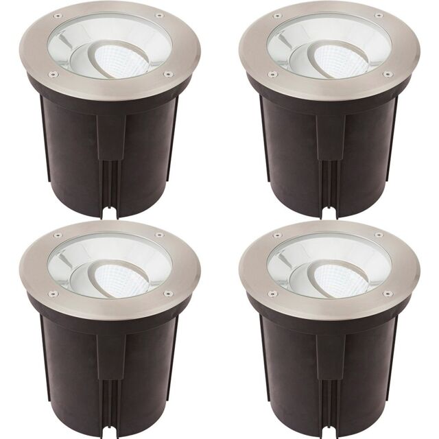Loops 4 PACK Stainless Steel IP67 Ground Light - 16.5W Cool White Tilting Head LED in Metallics - image 1