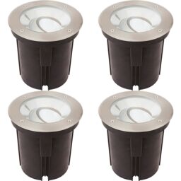 Loops 4 PACK Stainless Steel IP67 Ground Light - 16.5W Cool White Tilting Head LED in Metallics