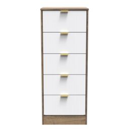 Ready Assembled 2 U Denver 5 Drawer Tall Bedside (Ready Assembled) in Dark Brown - thumbnail 1
