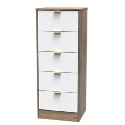 Ready Assembled 2 U Denver 5 Drawer Tall Bedside (Ready Assembled) in Dark Brown - thumbnail 3