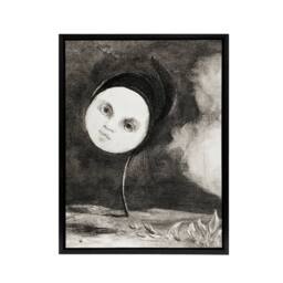 "Artery8 Strange Flower with a Face Redon Vintage Black Framed Canvas Wall Art in Grey - Size: W12"" x H16""" - thumbnail 1