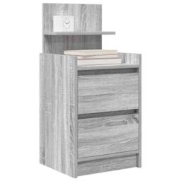 Berkfield Home Bedside Cabinet with 2 Drawers Grey Sonoma 38x34x80 cm - Size: 38 x 34 x 80 cm - thumbnail 4