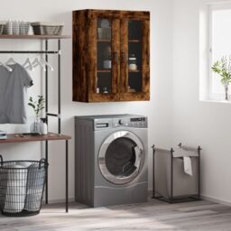 Berkfield Home Wall Mounted Cabinet Smoked Oak 69.5x34x90 cm in Brown - thumbnail 1