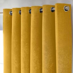 Luxury Living Chenille Blackout Eyelet Curtains Thermal Triple Weave Pair in Yellow - Size: 117 cm width x 137 cm drop - thumbnail 2