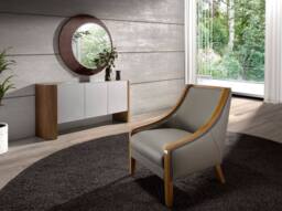 Angel Cerda Round Walnut Wall Mirror, 110 cm in Brown - thumbnail 5