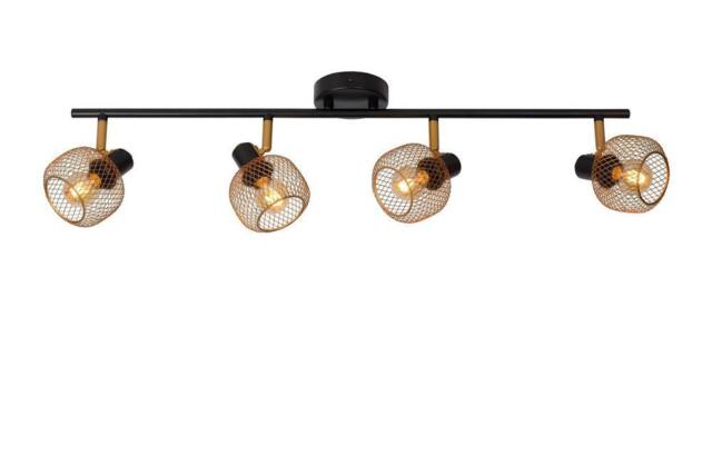 Lucide 'MAREN' Dimmable Rotatable Stylish Retro Ceiling Spotlight Bar 4xE14 in Gold - image 1