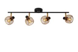 Lucide 'MAREN' Dimmable Rotatable Stylish Retro Ceiling Spotlight Bar 4xE14 in Gold
