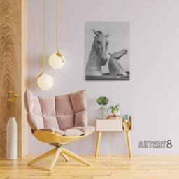 "Artery8 Kelpies Horse Sculptures Falkirk Canvas Wall Art Print in Grey - Size: W18"" x H24""" - thumbnail 3