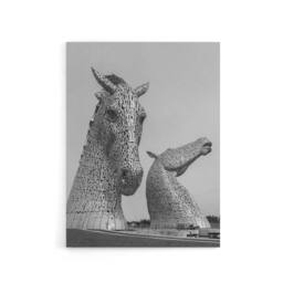"Artery8 Kelpies Horse Sculptures Falkirk Canvas Wall Art Print in Grey - Size: W18"" x H24""" - thumbnail 1