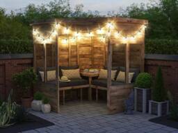Dunster House Wooden Corner Garden Arbour with Glazed Panels 2.1m x 2.1m in Brown - thumbnail 2