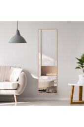H&O Direct 37cm W x 147cm H Rectangular Dressing Floor Mirror Wall Mounted Full Length Mirror with Bracket, Gold - Size: 37 cm W x 147 cm H - thumbnail 2