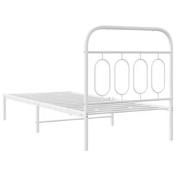 Berkfield Home Metal Bed Frame without Mattress with Headboard White 90x200cm - Size: 90x200 cm - thumbnail 6