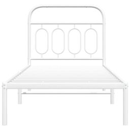 Berkfield Home Metal Bed Frame without Mattress with Headboard White 90x200cm - Size: 90x200 cm - thumbnail 4