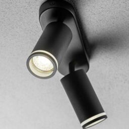 CGC Lighting 'Solis' Black Double GU10 Ceiling Spotlight with Halo Ring Adjustable Twin Spot Bar - thumbnail 5