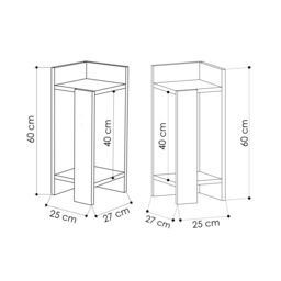 Decortie 'Elos' Modern Narrow Bedside Table Nightstand 2-Piece Set 25cm in Off-White - Size: 2 Pack - thumbnail 4