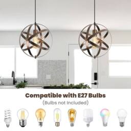 Pheashine Modern Retro pendant light, E27, light source not included, 30*130cm in Brown - thumbnail 2