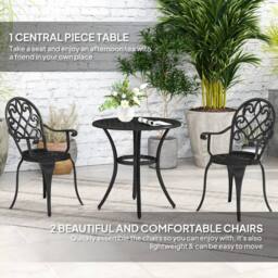 Wyld Haus Ninette Black Aluminium 3 Piece Bistro Set - thumbnail 4