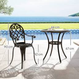 Wyld Haus Ninette Black Aluminium 3 Piece Bistro Set - thumbnail 3
