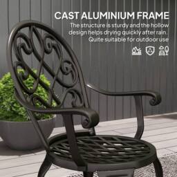 Wyld Haus Ninette Black Aluminium 3 Piece Bistro Set - thumbnail 5
