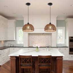 NIVOR Farmhouse Rattan Single Pendant Light Boho Rustic Cage Hanging E27 in Brown - thumbnail 4