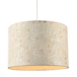 Happy Homewares Chic Textured Off-Cream Jacquard Drum Shade with Gold Foil Decor Print - Size: 12 inches - thumbnail 2
