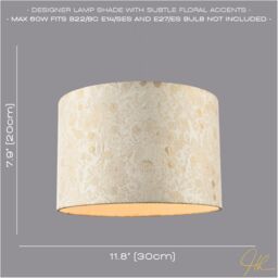 Happy Homewares Chic Textured Off-Cream Jacquard Drum Shade with Gold Foil Decor Print - Size: 12 inches - thumbnail 7