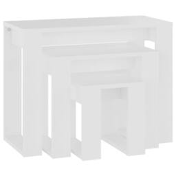 Berkfield Home Nesting Tables 3 pcs White Engineered Wood - thumbnail 2