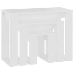 Berkfield Home Nesting Tables 3 pcs White Engineered Wood - thumbnail 5
