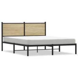 Berkfield Home Metal Bed Frame without Mattress Sonoma Oak 140x200 cm in Brown - thumbnail 3