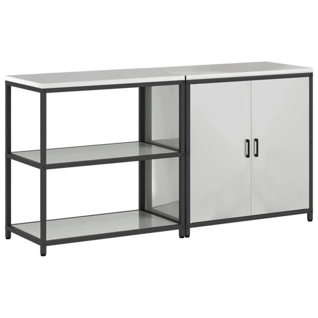 Berkfield Home with Shelf with Storage with Door Adjustable 2 pcs Galvanised steel in Silver - image 1
