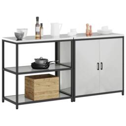 Berkfield Home with Shelf with Storage with Door Adjustable 2 pcs Galvanised steel in Silver - thumbnail 3