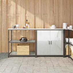 Berkfield Home with Shelf with Storage with Door Adjustable 2 pcs Galvanised steel in Silver - thumbnail 2
