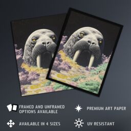 "Artery8 The Walrus Cavern Surreal Alien Landscape Stars Framed Art Print in Grey - Size: W12"" x H16""" - thumbnail 2