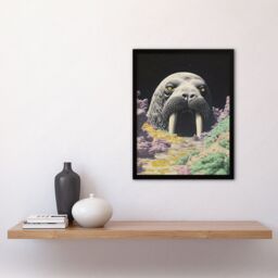 "Artery8 The Walrus Cavern Surreal Alien Landscape Stars Framed Art Print in Grey - Size: W12"" x H16""" - thumbnail 4