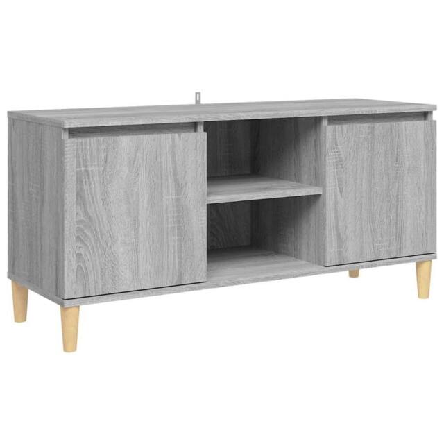 Berkfield Home TV Cabinet with Solid Wood Legs Grey Sonoma 103.5x35x50 cm - image 1