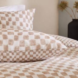 HOEM Nyhavn Checkerboard Reversible Duvet Cover Set in Tan - Size: Double - thumbnail 2