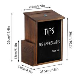 NESTLUNE Lockable Comment Ballot Boxes Feedback Tip Prayer Boxes in Dark Brown - thumbnail 2