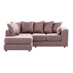 Furnishings For Less UK Brooklyn Plush Velvet 3 to 4 Seater L Shaped Corner Sofa Left Hand Facing in Pink - thumbnail 2