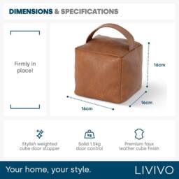 LIVIVO Weighted Cube Door Stopper Tan - thumbnail 9
