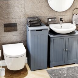 Home Discount Bath Vida Laundry Hamper - Freestanding Compact Bathroom Storage Unit in Grey - thumbnail 4