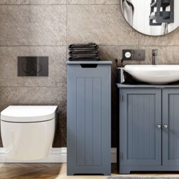 Home Discount Bath Vida Laundry Hamper - Freestanding Compact Bathroom Storage Unit in Grey - thumbnail 3