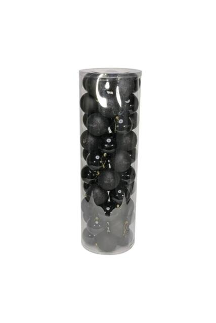 KDMD 48 Black Baubles in MattShiny & Glitter Finish 10cm - image 1